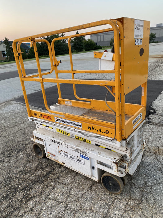 Custom Equipment HB-1430 Hy-Brid Scissor Lift
Platform capacity up to 670 lbs
Working height up to 20 ft
Weighs under 1,700 lbs
Non-marking wheels