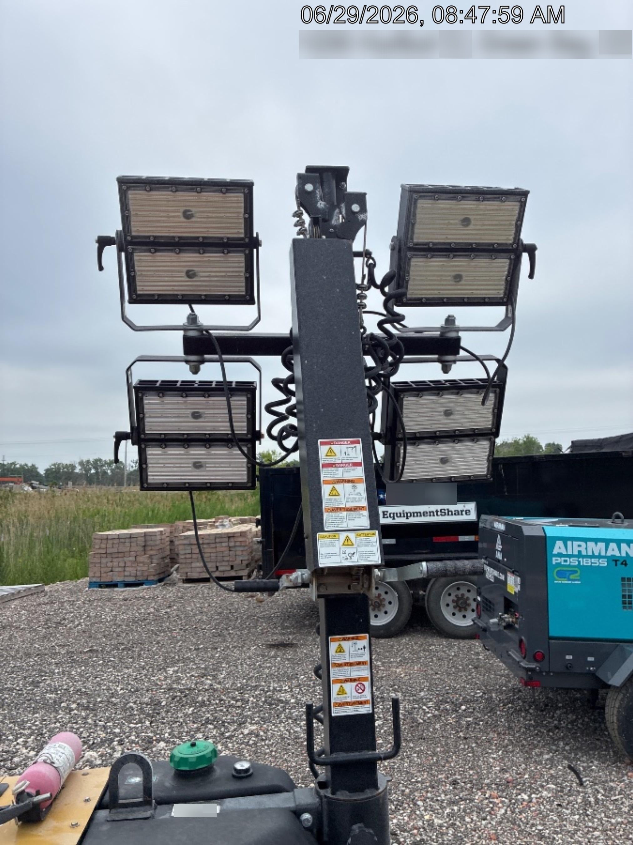 2022 Allmand NLV3GR (4) LED Light Fixture 350W, 23' Vertical Mast, 3kW Prime, Towable, Deep Sea L401, Leveling Jacks, Yanmar T4F 5.8hp