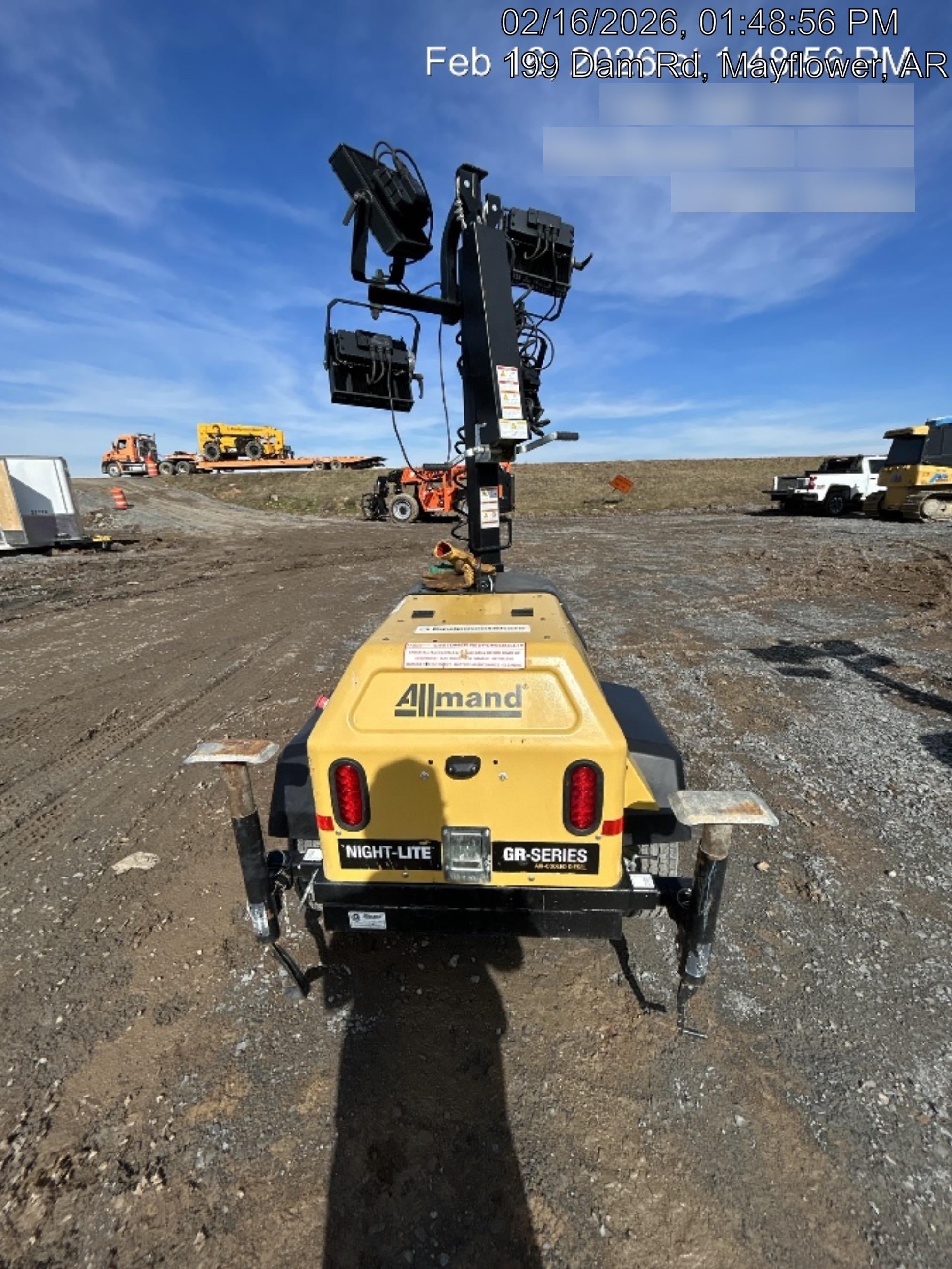 2022 Allmand NLV3GR (4) LED Light Fixture 350W, 23' Vertical Mast, 3kW Prime, Towable, Deep Sea L401, Leveling Jacks, Yanmar T4F 5.8hp