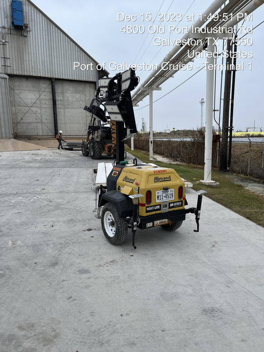 2022 Allmand NLV3GR (4) LED Light Fixture 350W, 23' Vertical Mast, 3kW Prime, Towable, Deep Sea L401, Leveling Jacks, Yanmar T4F 5.8hp