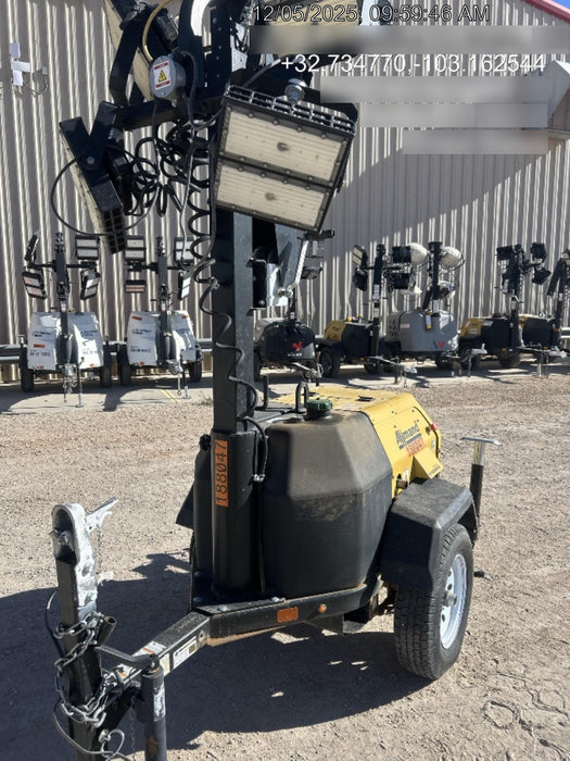 Allmand NLV3GR (4) LED Light Fixture 350W, 23' Vertical Mast, 3kW Prime, Towable, Deep Sea L401, Leveling Jacks, Yanmar T4F 5.8hp