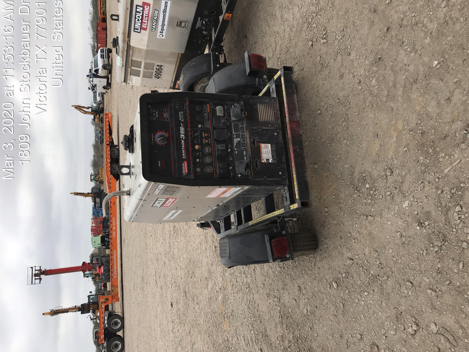 2019 Lincoln Electric Vantage 322 Welder Ready-Pak 3, Two wheel trailer, Fender and Light kit, Cable Rack
