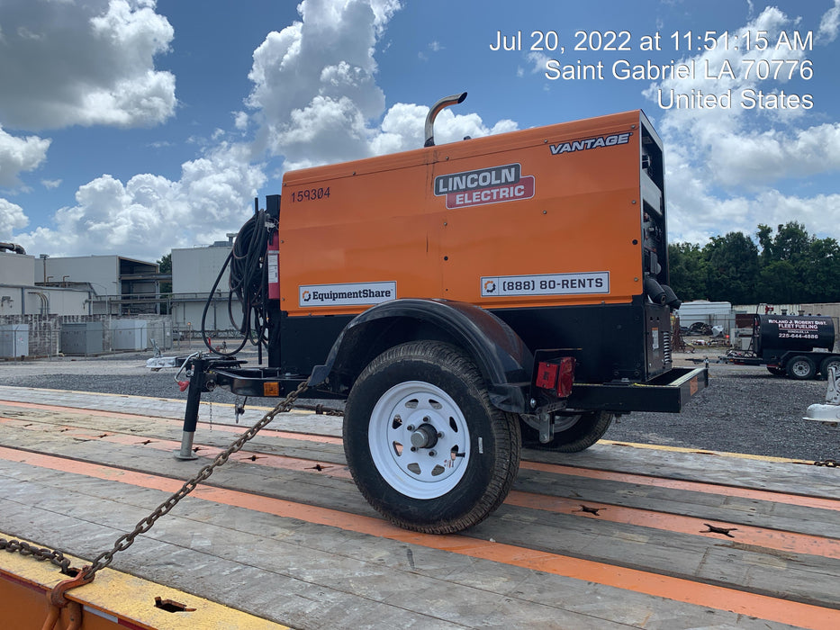 2021 Lincoln Electric Vantage 322 Vantage 322 Ready Pak 3 w/ Decals, ORANGE (includes trailer, cable rack, fender light kit) NO Telematics
