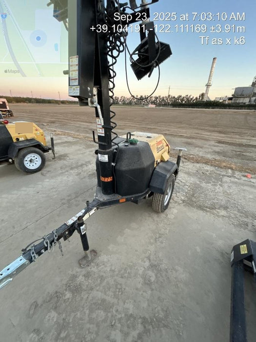 2022 Allmand NLV3GR (4) LED Light Fixture 350W, 23' Vertical Mast, 3kW Prime, Towable, ES Decals, T3