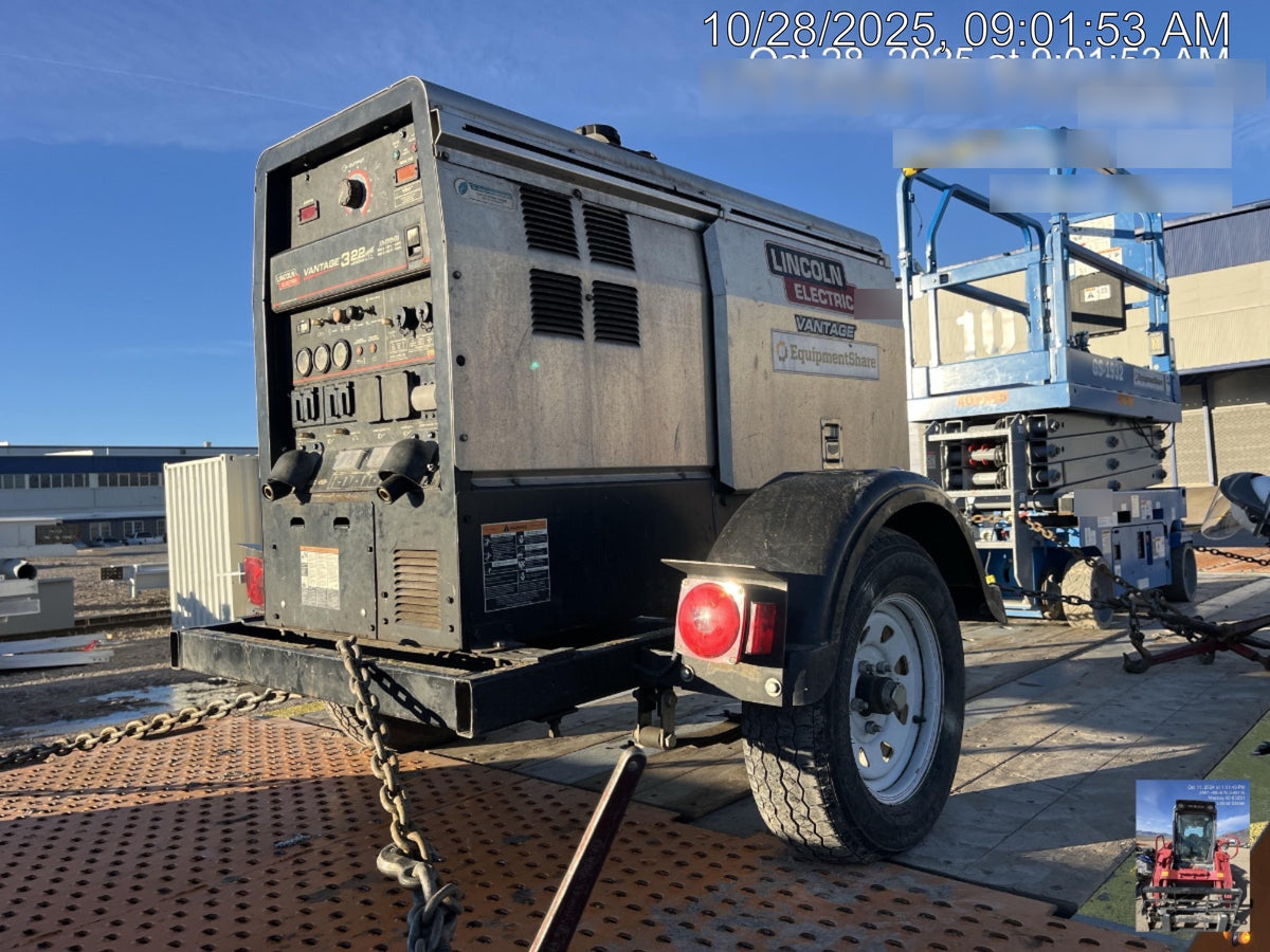 2019 Lincoln Electric Vantage 322 Ready-Pak 3, Two Wheel Trailer, Fender and Light Kit, Cable Rack