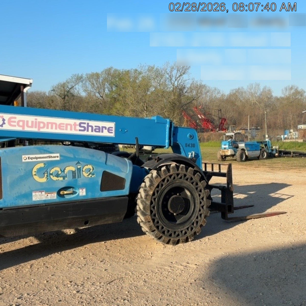 2018 Genie GTH-844 Genie GTH-844D w/Open ROPS, Solid Tires, Work Light/Beacon, 60" Carriage and Forks