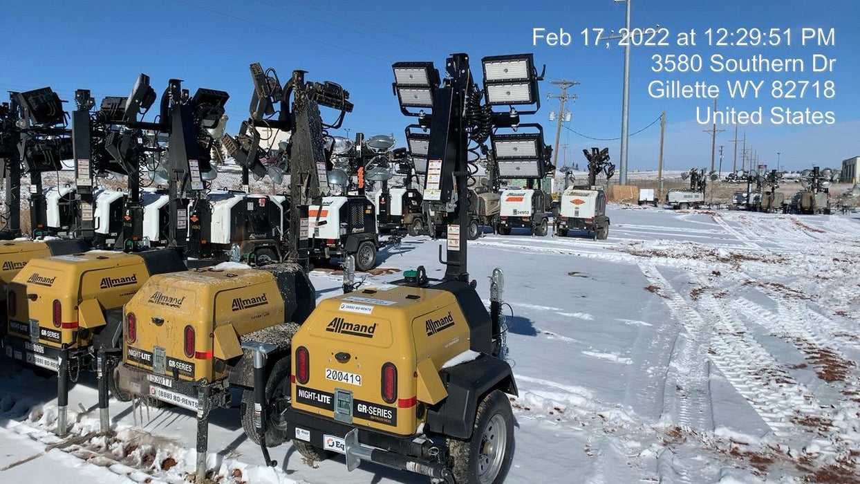 2022 Allmand NLV3GR (4) LED Light Fixture 350W, 23' Vertical Mast, 3kW Prime, Towable, Deep Sea L401, Leveling Jacks, Yanmar T4F 5.8hp