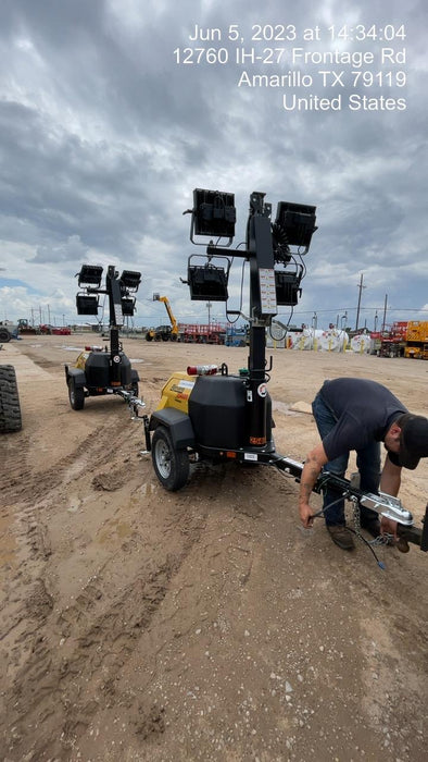 2022 Allmand NLV3GR (4) LED Light Fixture 350W, 23' Vertical Mast, 3kW Prime, Towable, ES Decals, T3