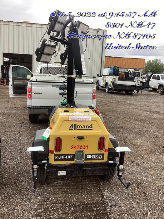 2022 Allmand NLV3GR (4) LED Light Fixture 350W, 23' Vertical Mast, 3kW Prime, Towable, ES Decals, T3