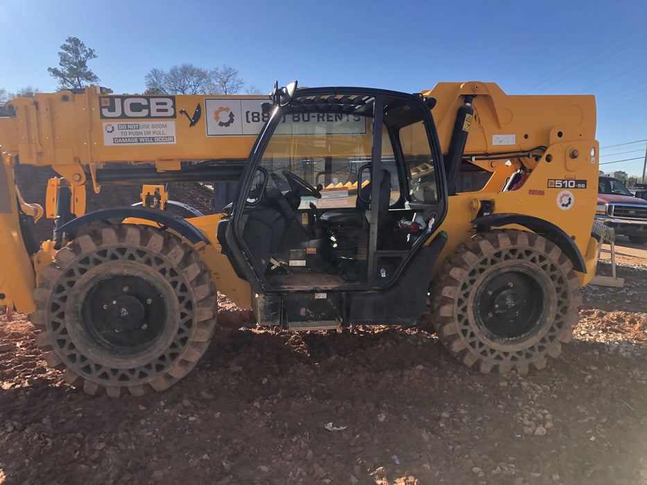 2020 JCB 510-56 Canopy, 74 HP, Solid Tires, STD Worklight, Beacon, Aux Hydraulics, Lifting Eye, Back up Alarm w/66" Carriage/60" Forks
