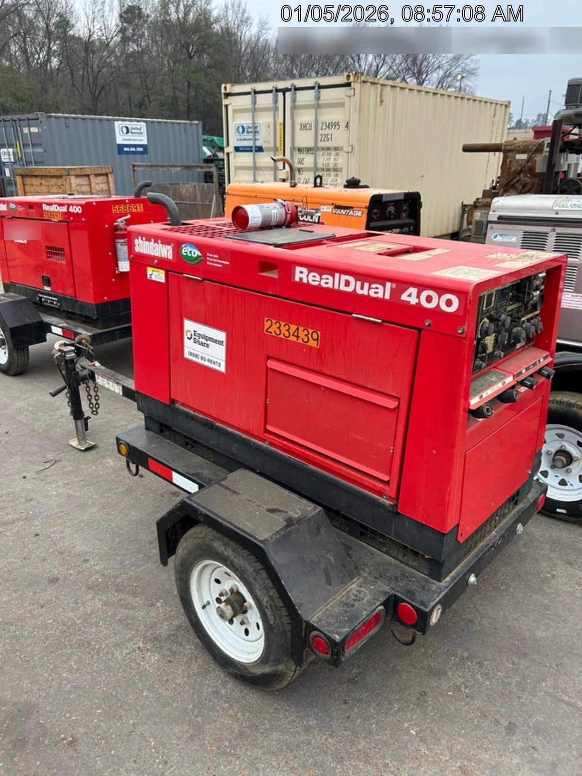 2022 Shindaiwa DGW400MDL Kubota D902 Engine, 23 HP, Dual Op Welder, Wire, Arc, Droop Stick, Tig, and CC Stick Functionality, Simulphase, 3 Phase and 1 Phase Gen Output, Single Axle NB Trlr, Slr Trckl Chrg 12V 12W, Fire Ext
