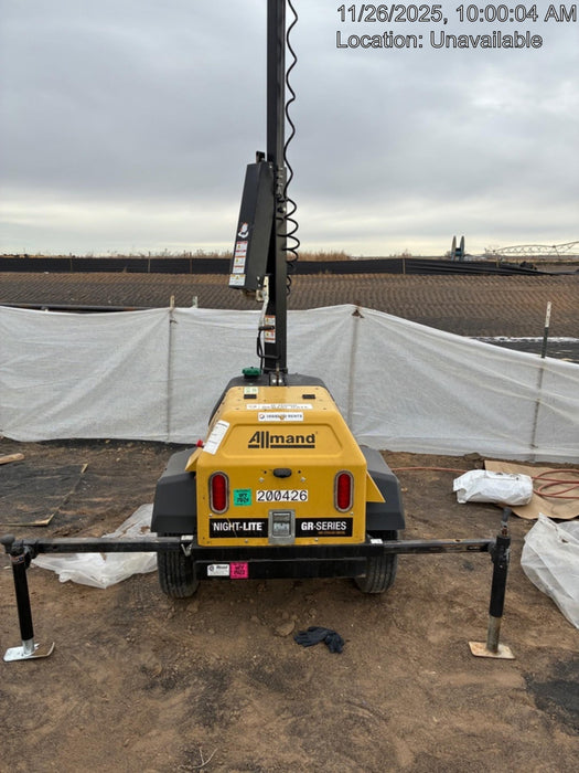 2022 Allmand NLV3GR (4) LED Light Fixture 350W, 23' Vertical Mast, 3kW Prime, Towable, Deep Sea L401, Leveling Jacks, Yanmar T4F 5.8hp