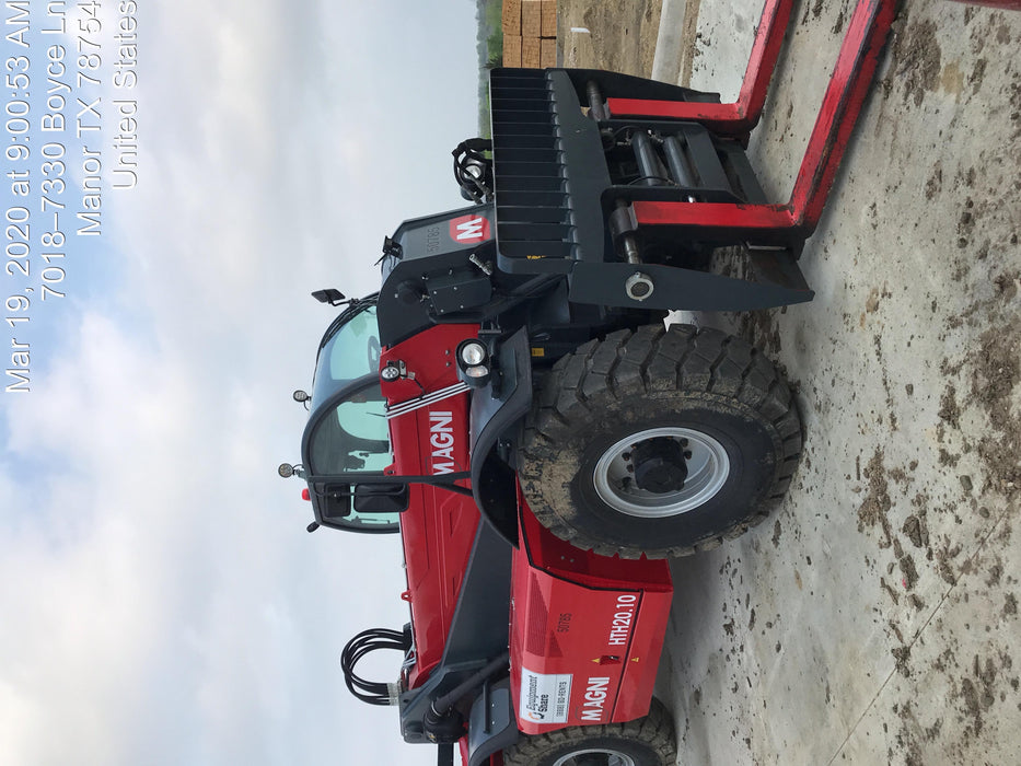 2019 Magni HTH 20.10 Two LED lights on cab - front, Four LED lights on cab - rear, Two LED lights on the boom, Camera on boom & back, Foam Filled Tires | Attachments: Forkcarriage 20 T with 96" forks & positioner w/Forkcarriage 20 T with 96" forks & positioner