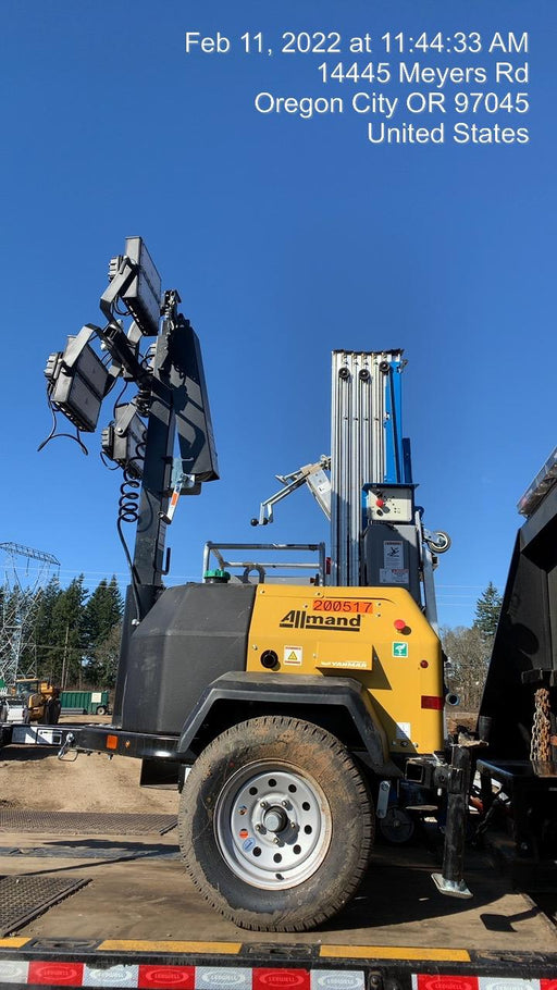 2022 Allmand NLV3GR (4) LED Light Fixture 350W, 23' Vertical Mast, 3kW Prime, Towable, Deep Sea L401, Leveling Jacks, Yanmar T4F 5.8hp