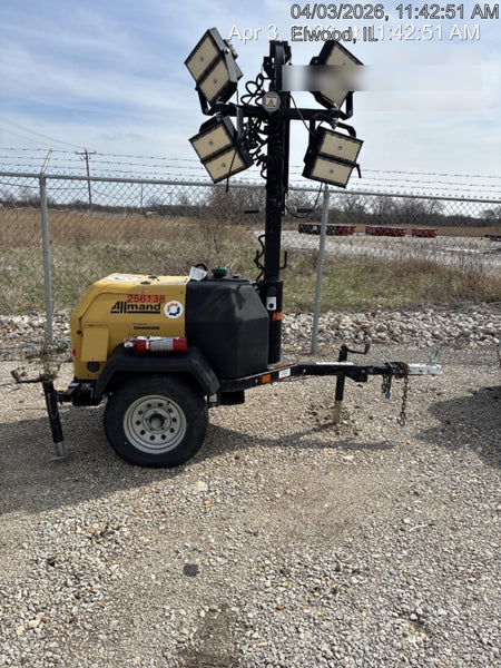 2022 Allmand NLV3GR (4) LED Light Fixture 350W, 23' Vertical Mast, 3kW Prime, Towable, ES Decals, T3