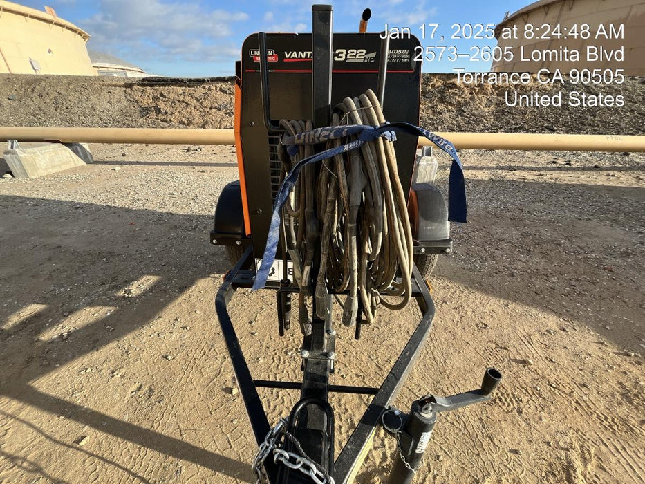 2022 Lincoln Electric Vantage 322 Trlr Mounted, Cable Rack, Light Kit