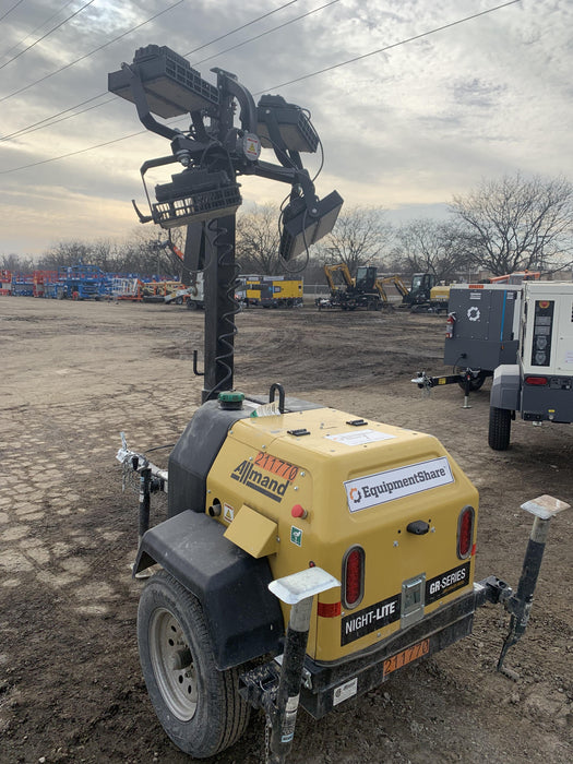 2022 Allmand NLV3GR (4) LED Light Fixture 350W, 23' Vertical Mast, 3kW Prime, Towable, Deep Sea L401, Leveling Jacks, Yanmar T4F 5.8hp