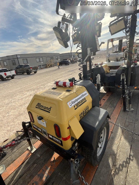 2021 Allmand NLV3GR (4) LED Light Fixture 350W, 23' Vertical Mast, 3kW Prime, Towable, Deep Sea L401, Leveling Jacks, Yanmar T4F 5.8hp