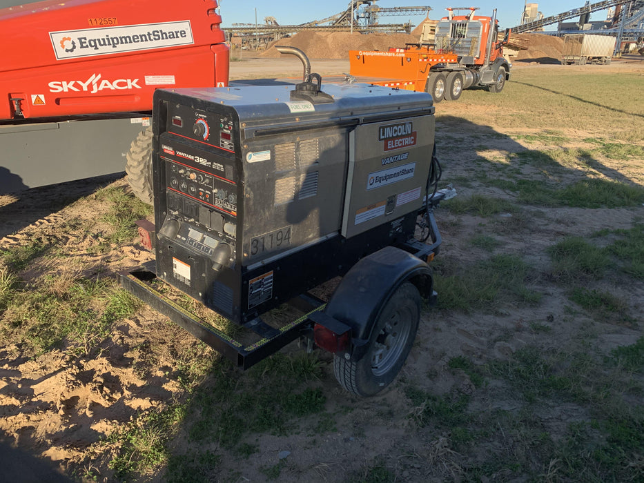 2019 Lincoln Electric Vantage 322 Welder Ready-Pak 3, Two wheel trailer, Fender and Light kit, Cable Rack