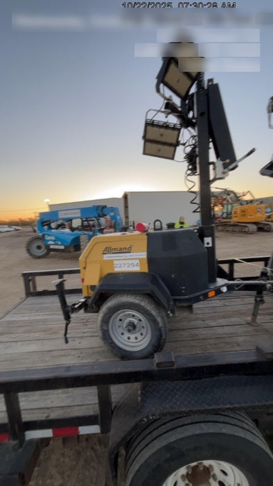 2022 Allmand NLV3GR (4) LED Light Fixture 350W, 23' Vertical Mast, 3kW Prime, Towable, Deep Sea L401, Leveling Jacks, Yanmar T4F 5.8hp