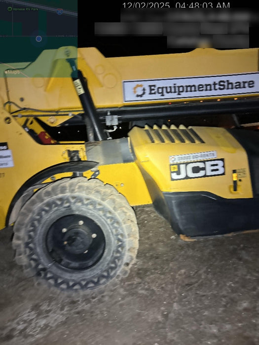 2019 JCB 510-56 Open ROPS, 74 HP, Solid Tires, Worklights, Beacon, Aux Hydraulics, Lifting Eye 66" Carriage/60" Forks
