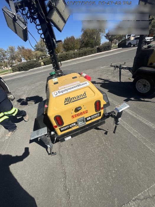 Allmand NLV3GR (4) LED Light Fixture 350W, 23' Vertical Mast, 3kW Prime, Towable, Deep Sea L401, Leveling Jacks, Yanmar T4F 5.8hp