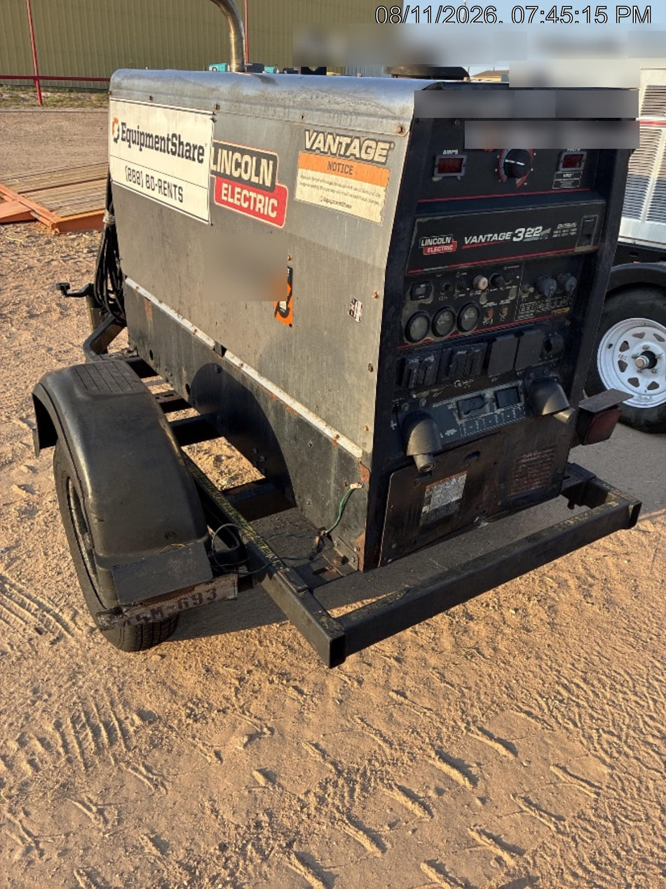 2018 Lincoln Electric Vantage 322 Lincoln Vantage 322 Welder Ready Pak 3 - Vantage 322, Trailer, Fender and light kit, Cable rack