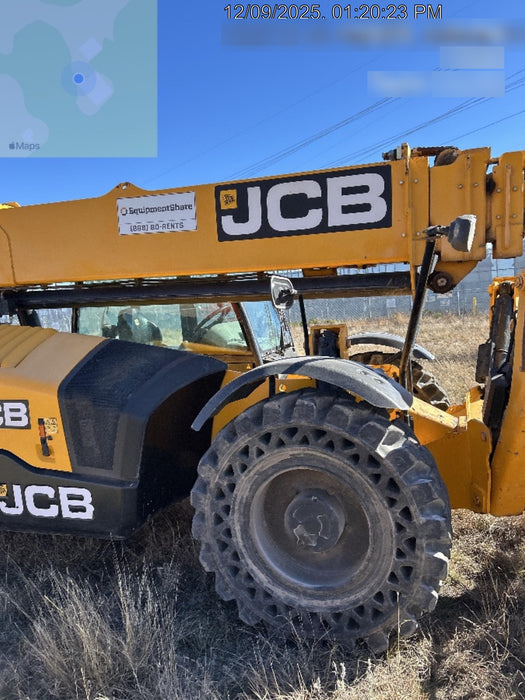 2019 JCB 512-56 Enclosed Cab, 74 HP, Solid Tires, Worklights, Beacon, Aux Hydraulics, Lifting Eye 60" Carriage/60" Forks