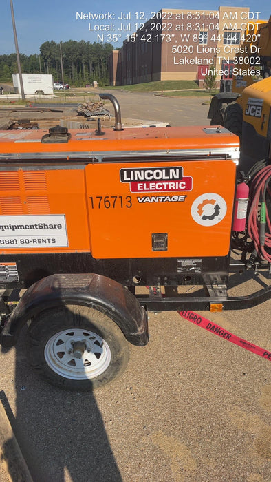 2021 Lincoln Electric Vantage 322 Vantage 322 Ready Pak 3 w/ Decals, ORANGE (includes trailer, cable rack, fender light kit) NO Telematics