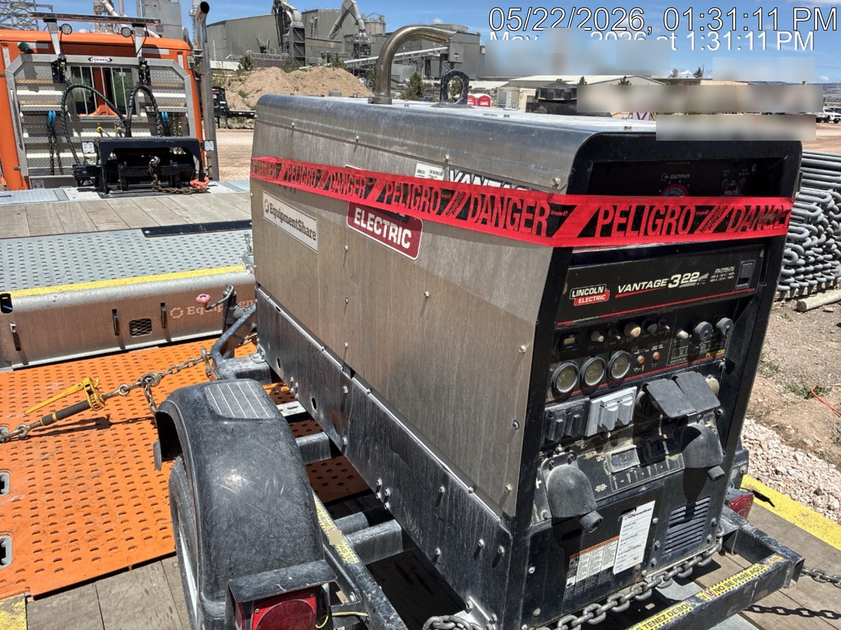 2019 Lincoln Electric Vantage 322 Ready-Pak 3, Two Wheel Trailer, Fender and Light Kit, Cable Rack