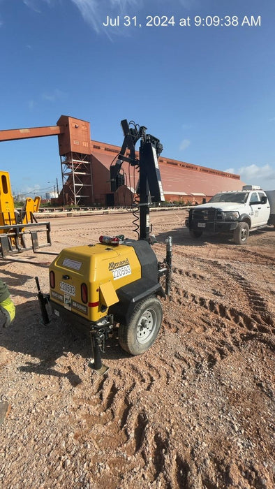 2022 Allmand NLV3GR (4) LED Light Fixture 350W, 23' Vertical Mast, 3kW Prime, Towable, Deep Sea L401, Leveling Jacks, Yanmar T4F 5.8hp