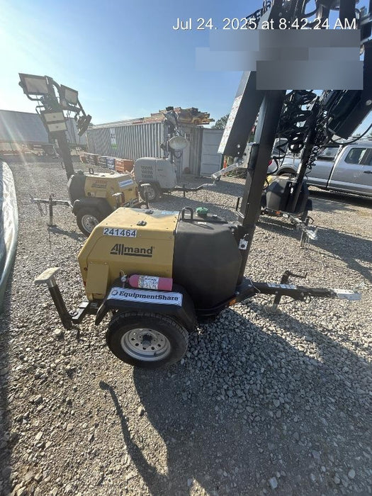 2022 Allmand NLV3GR (4) LED Light Fixture 350W, 23' Vertical Mast, 3kW Prime, Towable, Deep Sea L401, Leveling Jacks, Yanmar T4F 5.8hp