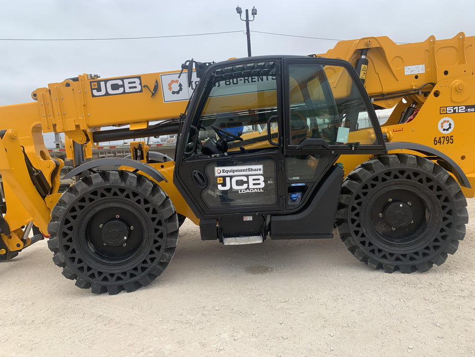 2019 JCB 512-56 Cab/Heat/Air, 109 HP, Solid Tires, STD Worklight, Beacon, Aux Hydraulics, Lifting Eye, Back up Alarm w/66" Carriage/60" Forks