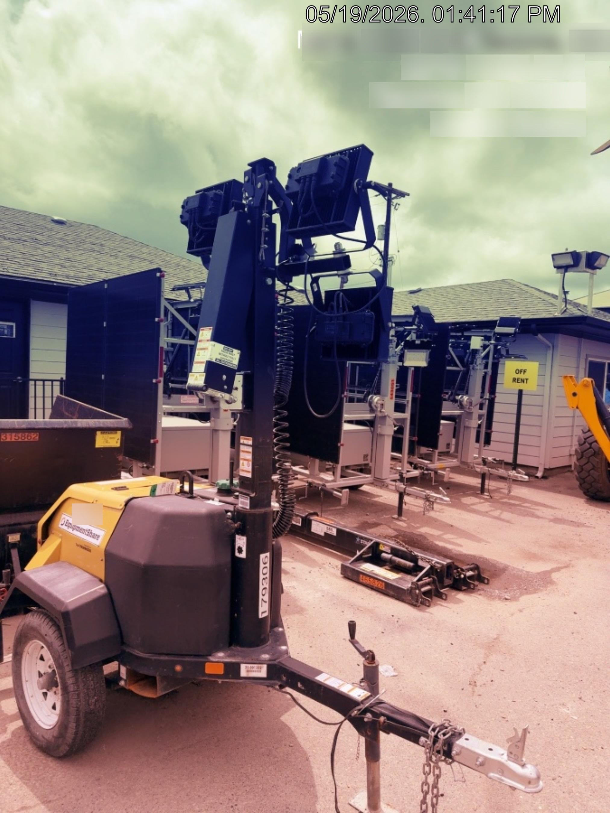 Allmand NLV3GR (4) LED Light Fixture 350W, 23' Vertical Mast, 3kW Prime, Towable, Deep Sea L401, Leveling Jacks, Yanmar T4F 5.8hp