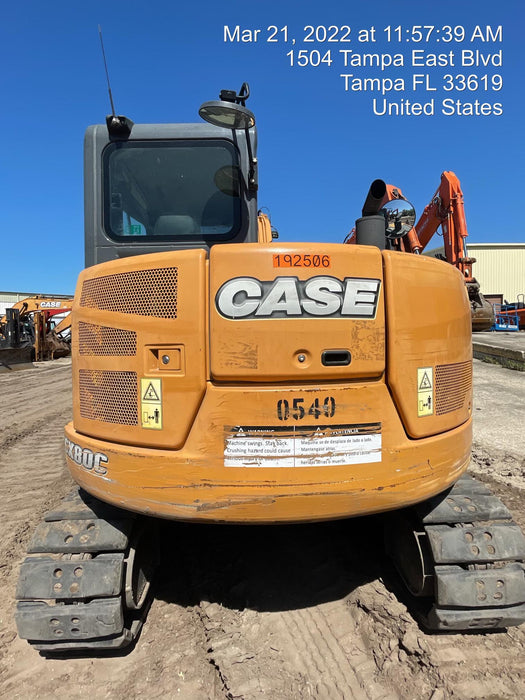 2017 Case CX80C CLOSED CAB, A/C,RUBBER TRACKS PADS,7'-2" ARM,THUMB