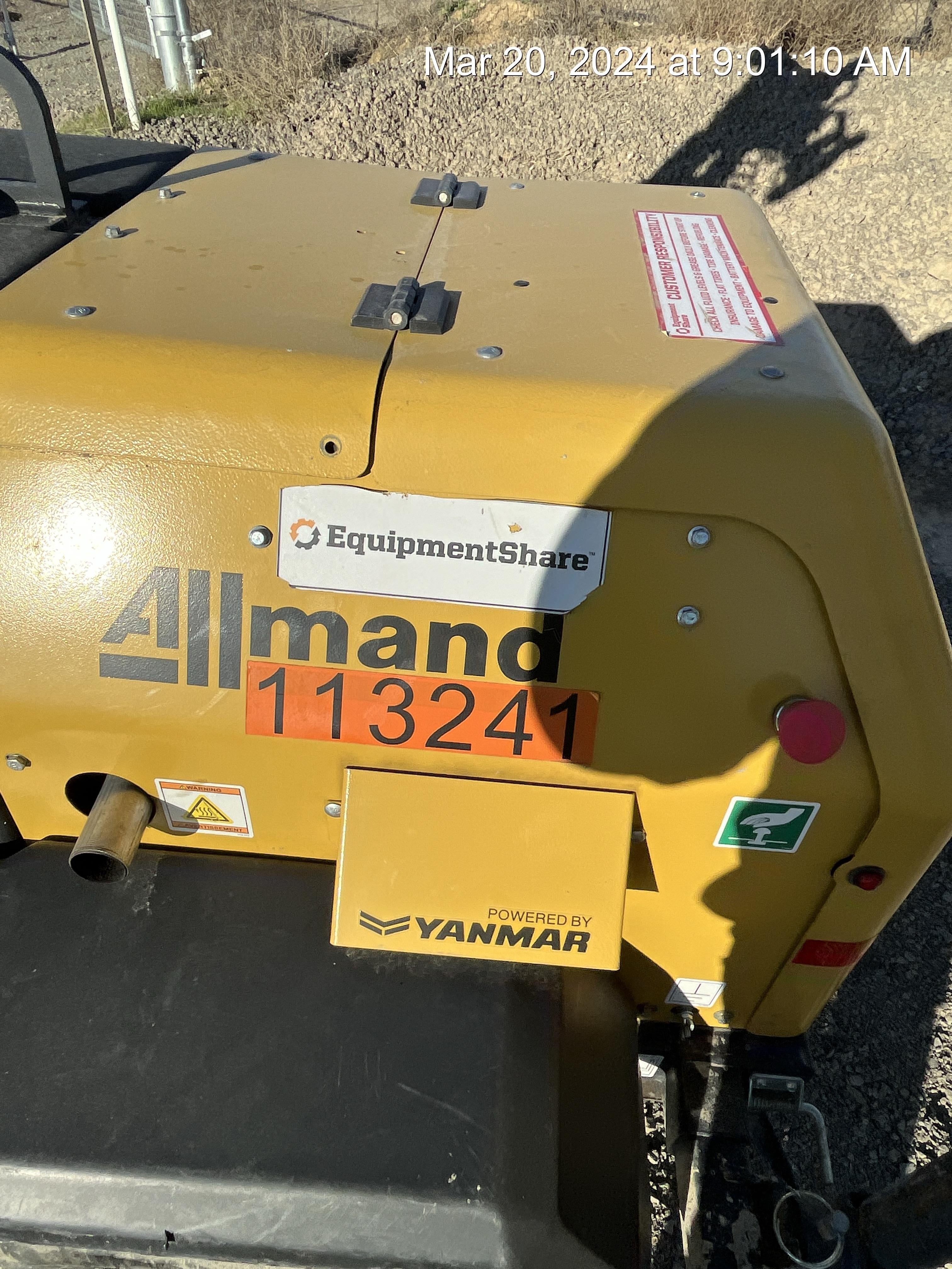 2020 Allmand NLV3GR (4) LED Light Fixture 350W, 23' Vertical Mast, 3kW Prime, Towable, Deep Sea L401, Leveling Jacks, Yanmar T4F 5.8hp
