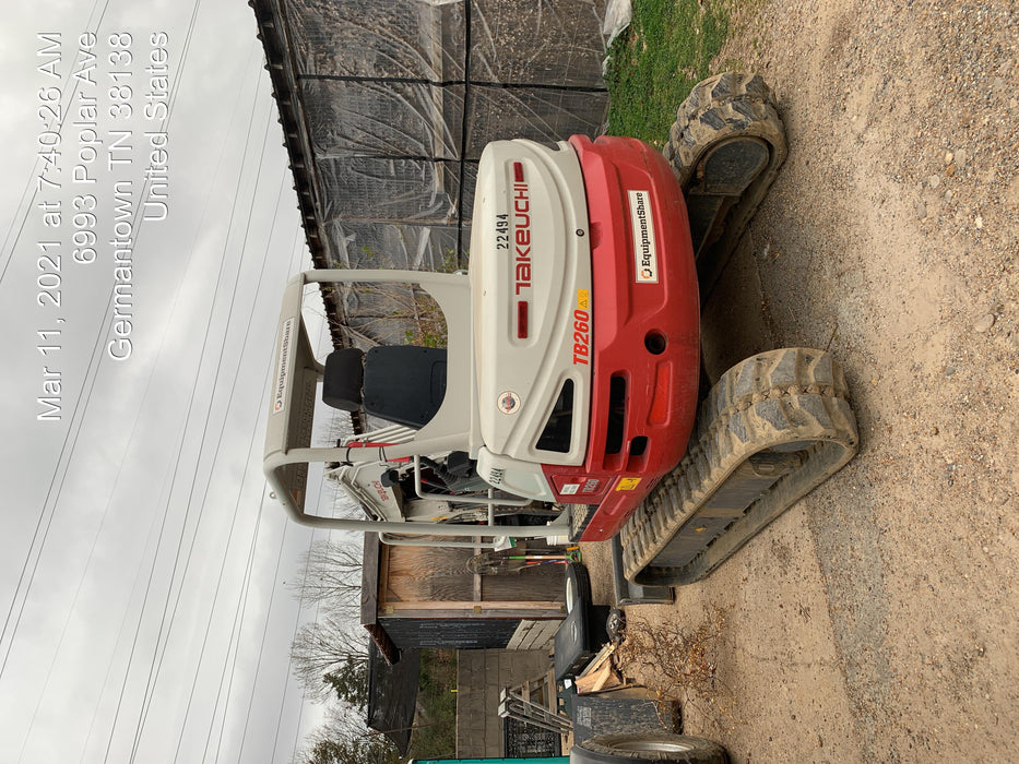 2019 Takeuchi TB260 Takeuchi TB260 Canopy w/Rubber Tracks, Auxiliary Hydraulics, Standard Blade, Manual QC