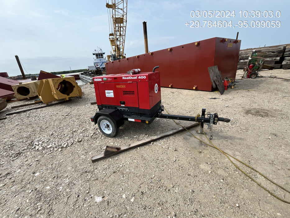 2022 Shindaiwa DGW400MDL Kubota D902 Engine, 23 HP, Dual Op Welder, Wire, Arc, Droop Stick, Tig, and CC Stick Functionality, Simulphase, 3 Phase and 1 Phase Gen Output, Single Axle NB Trlr, Slr Trckl Chrg 12V 12W, Fire Ext