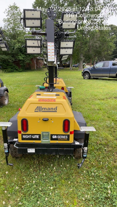 2022 Allmand NLV3GR (4) LED Light Fixture 350W, 23' Vertical Mast, 3kW Prime, Towable
