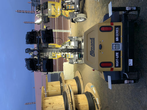 2020 Allmand NLV3GR (4) LED Light Fixture 350W, 23' Vertical Mast, 3kW Prime, Towable, Deep Sea L401, Leveling Jacks, Yanmar T4F 5.8hp