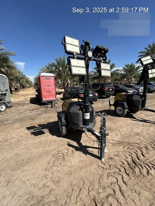 2021 Allmand NLV3GR (4) LED Light Fixture 350W, 23' Vertical Mast, 3kW Prime, Towable, Deep Sea L401, Leveling Jacks, Yanmar T4F 5.8hp