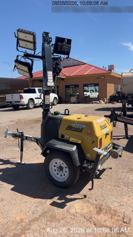 2021 Allmand NLV3GR (4) LED Light Fixture 350W, 23' Vertical Mast, 3kW Prime, Towable, Deep Sea L401, Leveling Jacks, Yanmar T4F 5.8hp