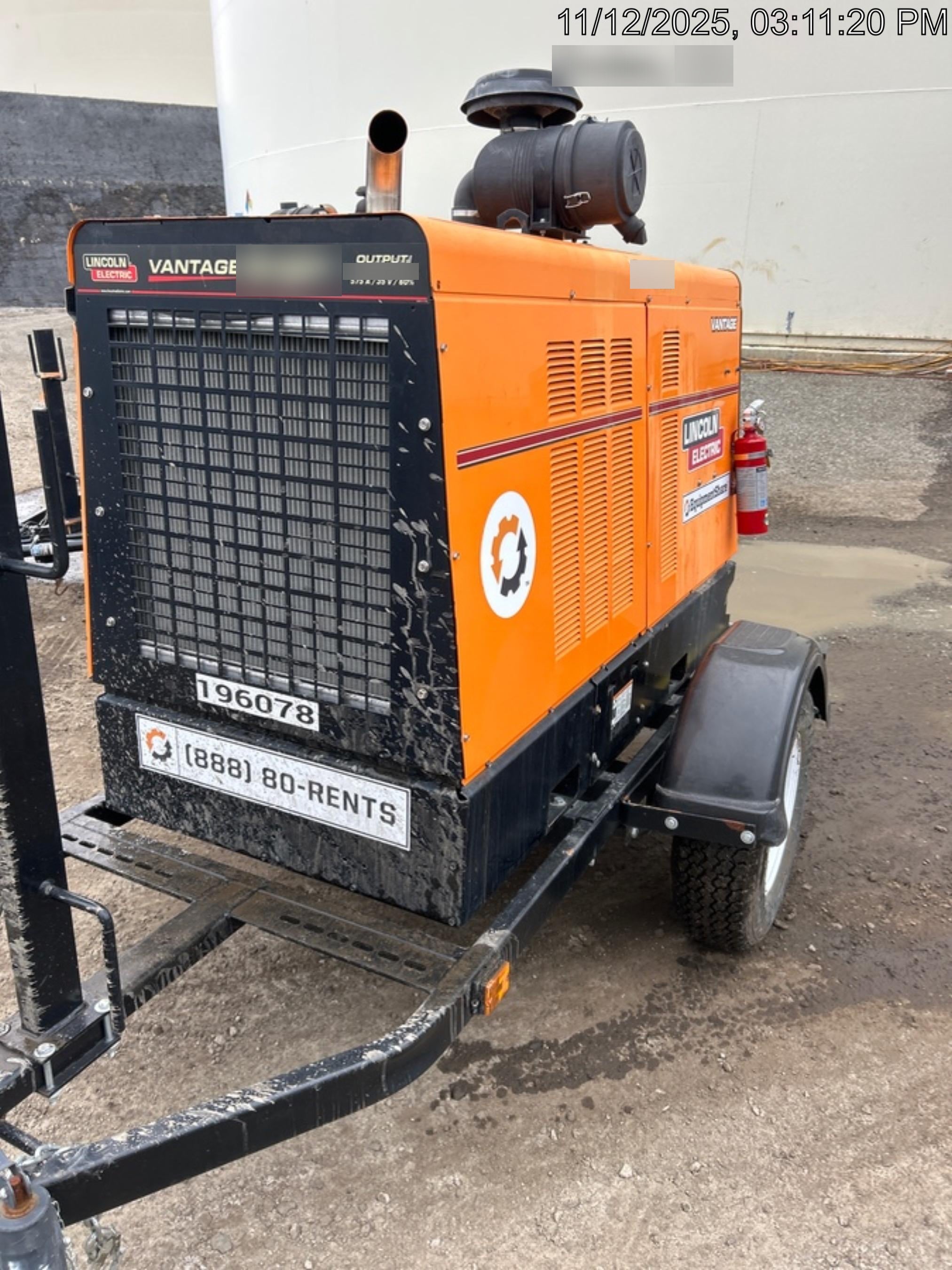 2021 Lincoln Electric Vantage 549X Ready Pak 3, ORANGE (includes trailer, cable rack, fender light kit)