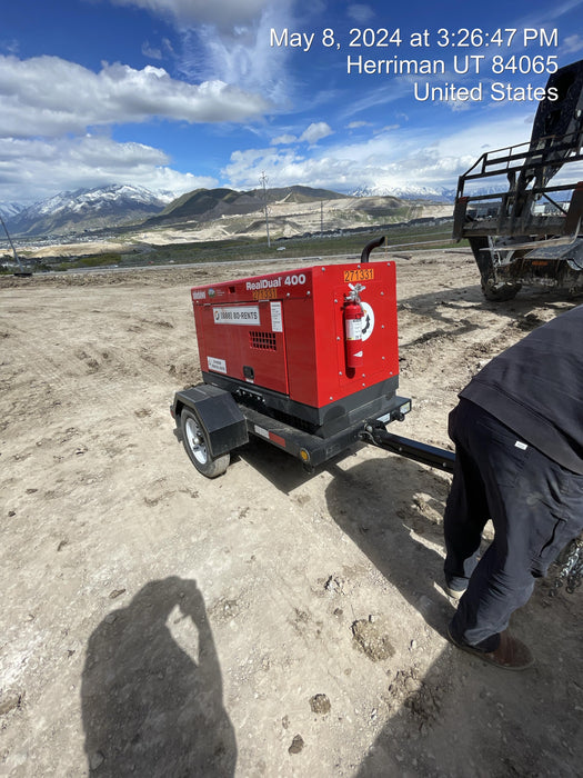 2022 Shindaiwa DGW400MDL Kubota D902 Engine, 23 HP, Dual Op Welder, Wire, Arc, Droop Stick, Tig, and CC Stick Functionality, Simulphase, 3 Phase and 1 Phase Gen Output, Single Axle NB Trlr, Slr Trckl Chrg 12V 12W, Fire Ext