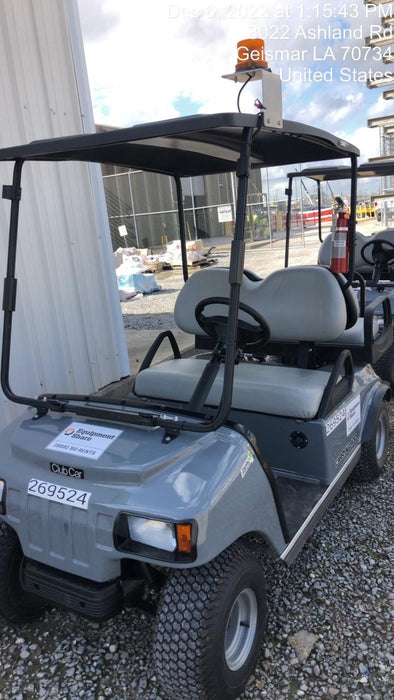 2022 Club Car CA100E Canopy, Fold down Windshield, Beacon, Back up Alarm, All-Trail Trials, HD 8 V Batteries, Trailer Hitch and Ball
