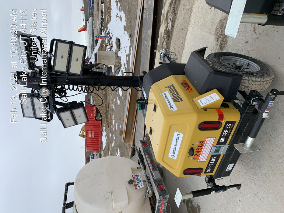 2020 Allmand NLV3GR (4) LED Light Fixture 350W, 23' Vertical Mast, 3kW Prime, Towable, Deep Sea L401, Leveling Jacks, Yanmar T4F 5.8hp