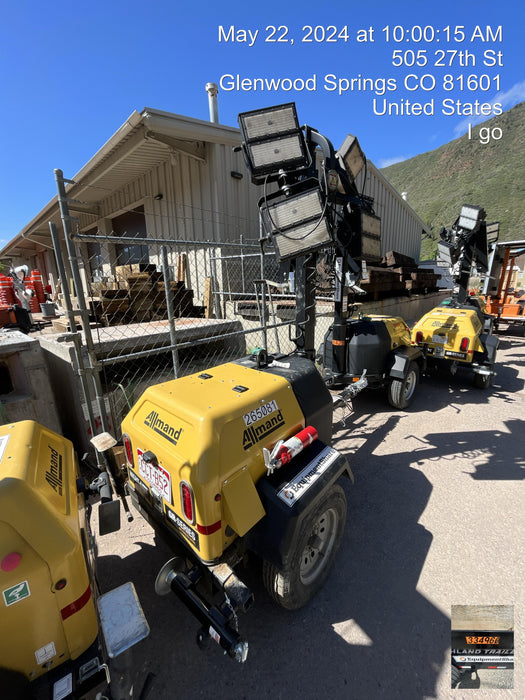 2022 Allmand NLV3GR (4) LED Light Fixture 350W, 23' Vertical Mast, 3kW Prime, Towable, ES Decals, T3