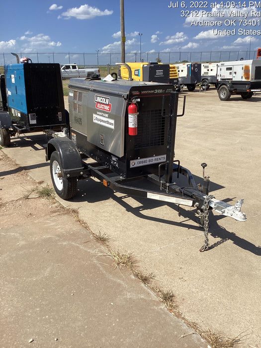 2019 Lincoln Electric Vantage 322 Ready-Pak 3, Two Wheel Trailer, Fender and Light Kit, Cable Rack