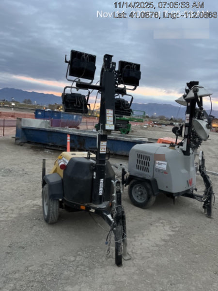 2022 Allmand NLV3GR (4) LED Light Fixture 350W, 23' Vertical Mast, 3kW Prime, Towable, Deep Sea L401, Leveling Jacks, Yanmar T4F 5.8hp