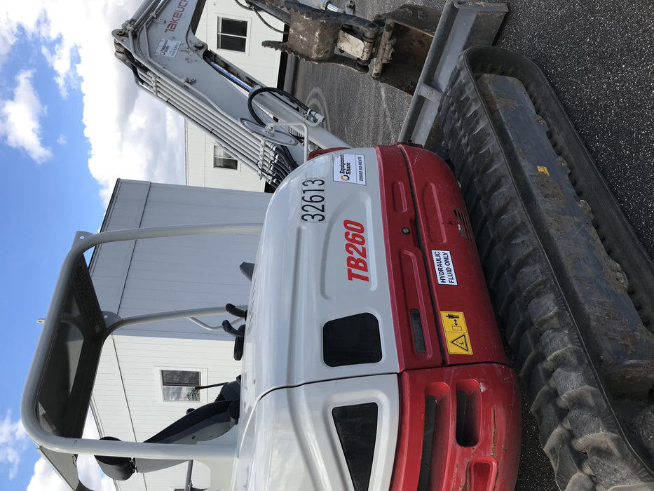 2019 Takeuchi TB260 Canopy, Standard Blade, Auxiliary hydraulics Manual QC, Hydraulic thumb, 12" ,18", 24" Bucket